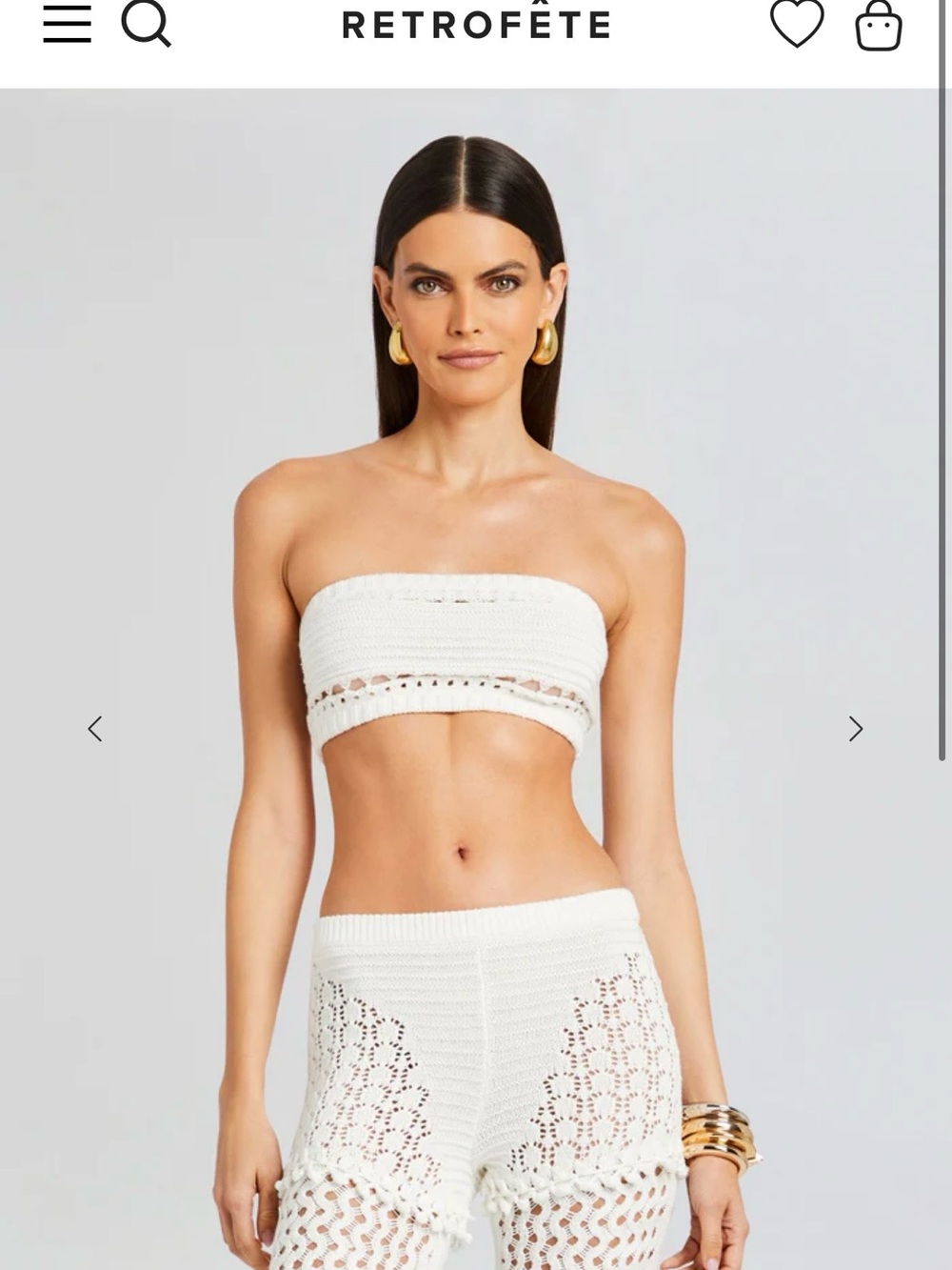 Retrofête x revolve White Crochet Bandeau Top and Pants Set